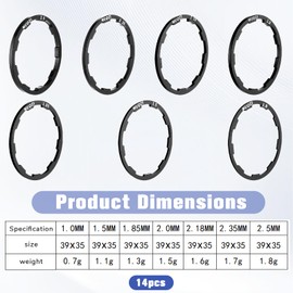 7pcs Bicycle Grooved Hub Washer Flywheel, Cassette Spacer Washer for Flywheel Headset Spacers for Bike 7/8/9/10/11 Speed Flywheels Hub Washers Size Options of 1/1.5/1.85/2/2.18/2.35/2.5 mm, Black