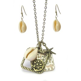 OCEAN INSPIRED MULTI PENDANT NECKLACE SET - PEACE FAITH GOOD WILL