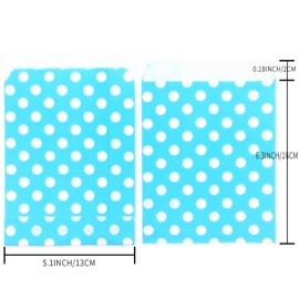 Amsthow Flat Paper Treat Bag Blue Dot Greaseproof Bakery Glassine Cookie Paper Bags 5.12 x 6.3-inch Wax Treat Bags for Candies Cookies Pastries Chocolate (100Pcs Blue Dot)