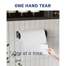 RARXTR Paper Towel Holder Under Cabinet Adhesive or Wall Mounted Easy Tear One Hand Stainless Steel Fit Rolls(Black)