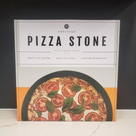 Heritage Products 15" Round Ceramic Non Stick Pizza Stone w/Wheel Cutter, Black