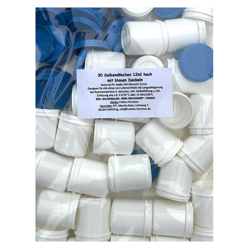 30 ointment containers, cream containers, ointment jars, high, 12 ml