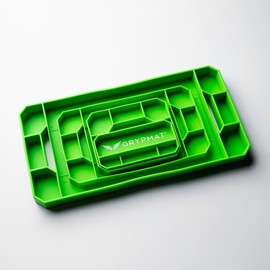 Grypmat Plus Grip Mat for Mechanics - Non-Slip Flexible Silicone Tool Tray - Tool Organizer for Tool Box - Magnetic-Free, Easy-to-Clean Tool Mat - QUAD S, M, L & XL, Green