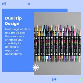 Acrylic Paint Marker Pen, 12/24/36pcs Double Tip Double Color Acrylic Paint Marker Pen, Art Supplies for Rock Painting, Wood, Canvas, Stone, Glass, Office Supplies, School Drawing Supplies,  Study Supplies:_Multicolor_12pcs 24 colors