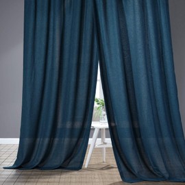 HPD Half Price Drapes FELCH-SLWE1711-84 Faux Linen Sheer Curtain (1 Panel), 50 X 84, Stormy Blue