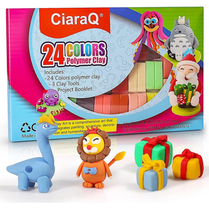 CiaraQ 24 Colors Small Block Polymer Clay Starter kit, Oven