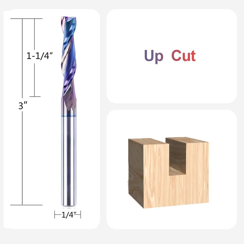 SpeTool 1/4 Inch Shank Up Cut Spiral Router Bit, 1-1/4
