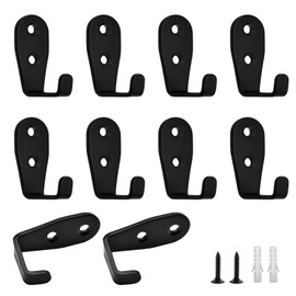 Ymaiss 10Packs Stainless Steel Hooks for Hanging, Heavy Duty Wall Hooks, Coat Hooks, Single Robe Hook, Bathroom Towel Hooks, Key Hooks for Bathroom, Kitchen,etc(Black L Shaped Small 3mm Thickness)