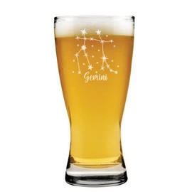 MIP 15 oz Beer Pilsner Glass Star Zodiac Horoscope Constellation (Gemini)
