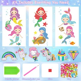 5D Diamond Painting Set for Children, 5D Diamond Sticker Set, 5D Diamond Painting Sticker Children, Animals Diamond Sticker Kit, for Children and Adults, Beginners, Girls