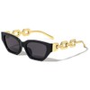 Dweebzilla Womens Slim Cat Eye Gold Cuban Link Retro Sunglasses