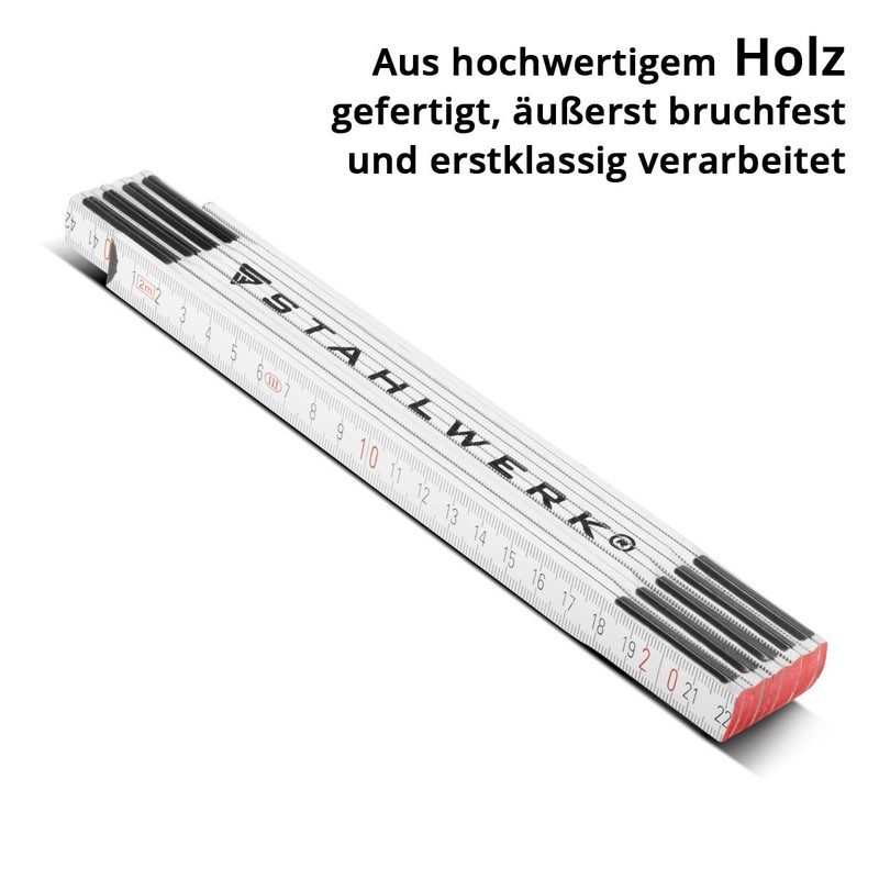 STAHLWERK Folding Ruler Set of 3 2 Metres Precise Wooden