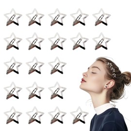 Huotflame Star Hair Clips Pack of 20 - Metal BB Clips in Gold & Silver - Y2K Hair Accessories for Women & Girls - Kawaii Hair Clip for Everyday, Party & Festival Looks (Silver)
