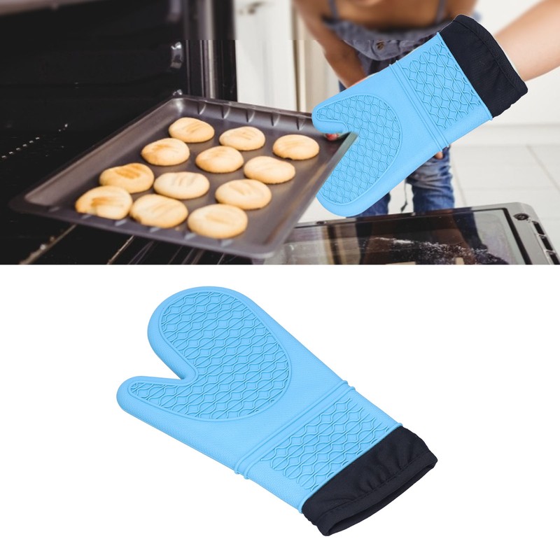 Silicone Oven Mitts with Cotton Heat Insulated Anti Scalding Baking