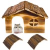 Hamiledyi Hamster Hideout Wooden Hamster House and Bridge with Windows