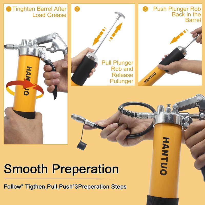 Grease Gun, 8000 PSI Heavy Duty Professional Pistol Grip Grease