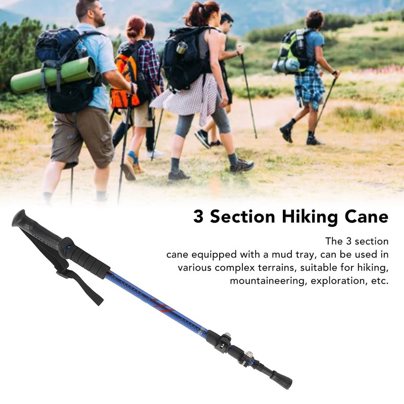 Telescopic Hiking Cane 3 Section Aluminium Alloy Walking Stick Retractable