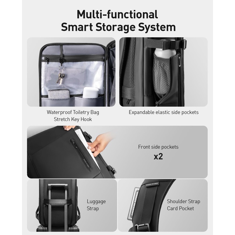 Muzee MARK RYDEN Expandable Travel Backpack 42L, TSA-Approved Anti-Theft Backpack