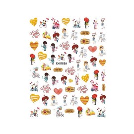 Generic Heart Love Nail Sticker Valentine Day Bear Love You Kiss Nail Decal Sticker Xh818Sa Nail Wraps Art Stickers Manicure Supplies for Women for Home Nails Full Long Lasting Easy Apply and Remove