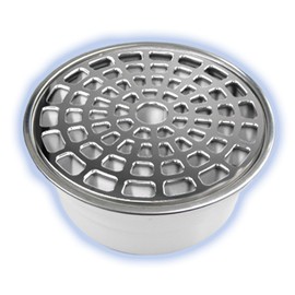 Fleximatic 2684 Coladera Universal con rejilla cubierta y bisel de acero inoxidable con tapa higiénica y check anti-olores