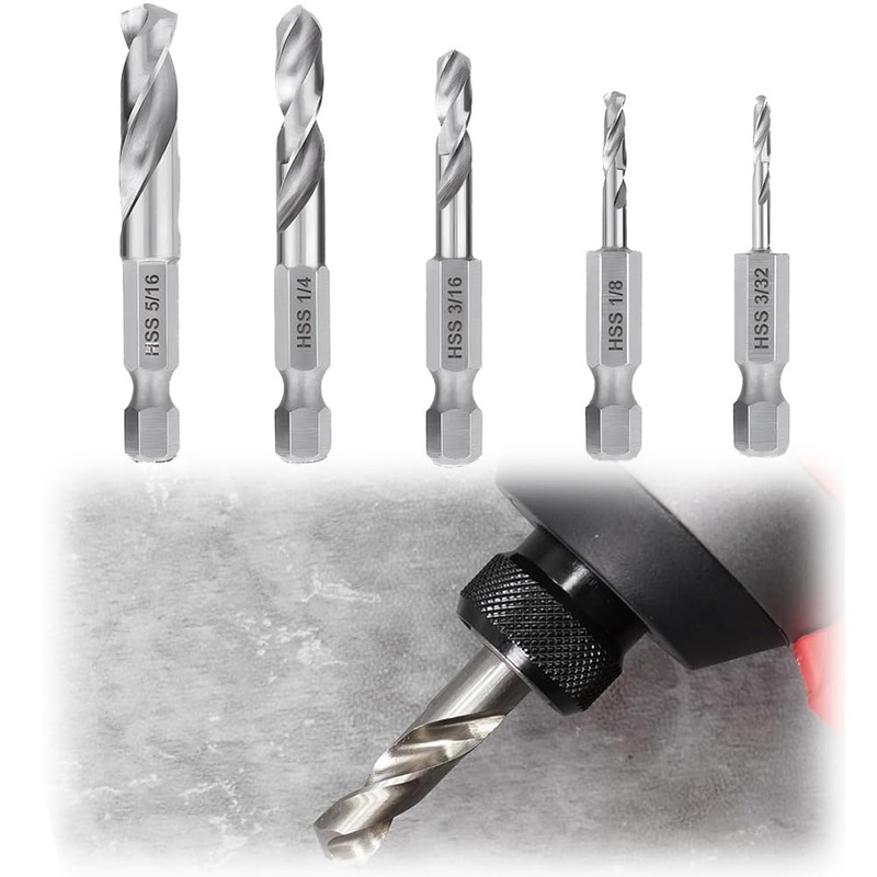 Teocpai 5 Pieces 1/4 Inch Hex Shank Stubby Drill Bit