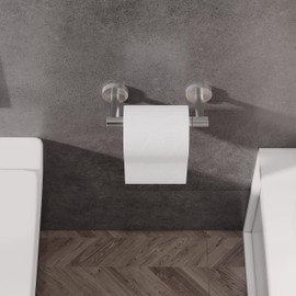 RARXTR Bathroom Toilet Paper Holder Wall Mount SUS304 Stainless Steel Double Post Pivoting Toilet Paper Roll Holder Wall Mounted for Bathroom RV Commercial Toilet Tissue Dispensers, Brushed Nickel