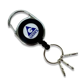 Gerry GR128ZM Reel Key Chain (Brand Logo/Extendable 23.6 inches (60 cm), Reel Strap, Carabiner (Easy to Remove / Total Length: 2.0 inches (50 mm)), Key Reel, Jelly, Black