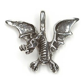 NKlaus 7923 Necklace Pendant Flying Dragon 925 Silver Oxidised 2.4 cm Amulet Pendant, Silver