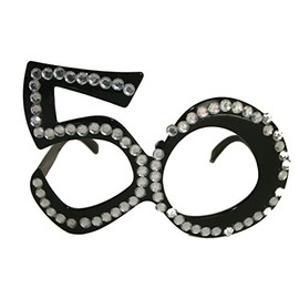 Folat 00753 50th Birthday Glasses Black with Diamond Frame, 50 (EU)