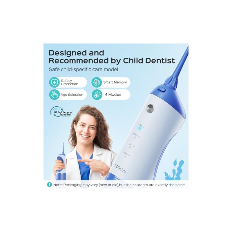 COSLUS Irrigador Bucal Inalámbrico Para Niños, Práctico Palillo De Agua