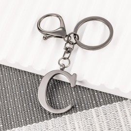 LAXPICOL Black Keychain Letter C Keychains for Women Men Bag Charms Purse Charms For Handbags Metal Alphabet Initial Letter Key Ring Keychain