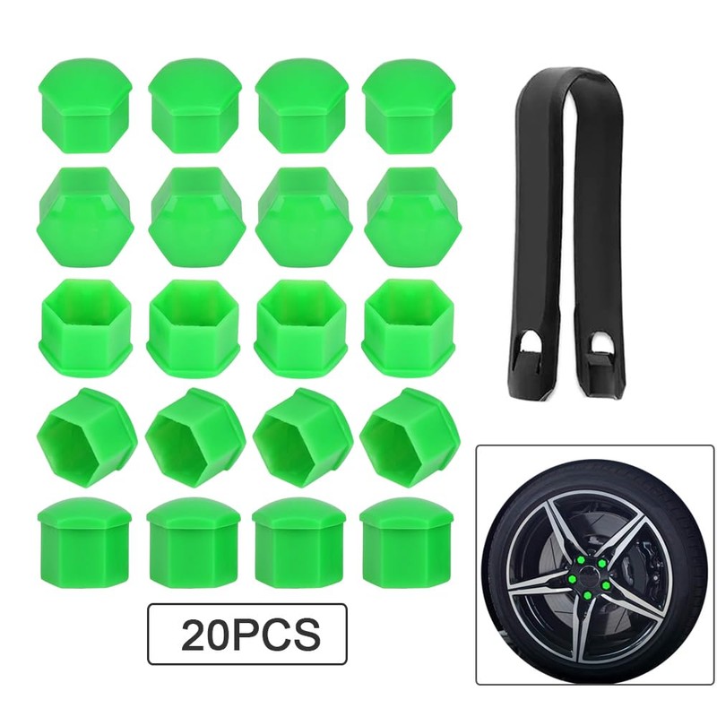 QitinDasen 20 Pieces 17 mm Car Wheel Nut Covers, Universal