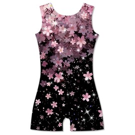 Idgreatim Kids Girls Gymnastics Leotards with Shorts Sparkly Biketard Unitards Ballet Dance Bodysuit Practice Outfit Clothing 6-7 Years Old