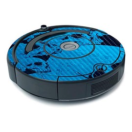 MightySkins Carbon Fiber Skin for iRobot Roomba 675 Minimal Coverage - Blue Skulls | Protective, Durable Textured Carbon Fiber Finish | Easy to Apply, Remove, and Change Styles | Made in The USA