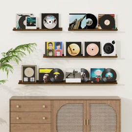 Picture Ledge Shelf, Floating Shelves Set of 2, 32 Inches Solid Wood Nursery Book Shelves for Toys Storage, Kids Bookshelf Wall Mounted for Living Room Bedroom Decor Books Photo Frames, Walnut