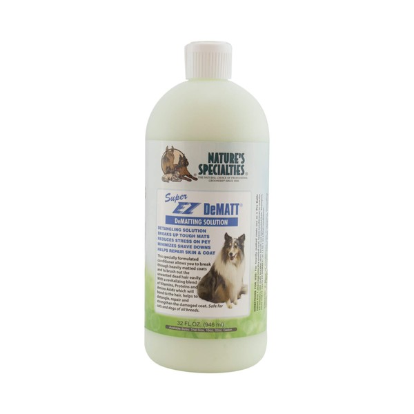 Nature's Specialties Detangling Dog Conditioner for Pets, Concentrate 12:1, Made in USA, Super EZ DeMatt, 32oz