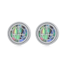 Sigil of Lilith Abalone Shell Stud Earrings S925 Sterling Silver Sigil of Lilith Stud Earrings Gifts for Women Men