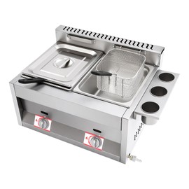 DCEHKR Commercial Deep Fryer, Dual Tank Countertop Fryer with Independent Temperature Control, Electric Immersion Deep Fryers with Filter Baskets and Detachable Side Condiment Cups, 50-380°C/122-716°F