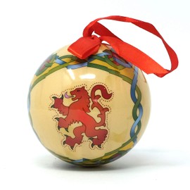 Scottish Christmas Bauble Rampant Lion Handcrafted Decoupage | Scotland Tree Ornament Ball Decoration Gift Scottish Weave | 7.5cm Round