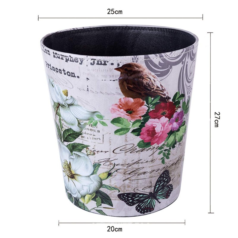 Lingxuinfo Scakbyer Small Trash Can Wastebasket, PU Leather Decorative Trash
