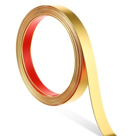 Gold Trim Peel and Stick, 0.8''W x 197''L Flexible Molding Trim Mirror Frame Border Self Adhesive Wall Accent Strip Tape for Mirror, Floor, Cabinet, Ceiling, Tile Edge, Furniture and Home Decoration