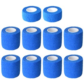 FEILIBAY 10 Pack Cohesive Bandage Wrap Self Adherent Vet Tape for Pets, Elastic Self Adhesive Wrap for Sports, Finger, Wrist, 2 Size (8Pack 2'' and 2Pack 1''), Blue