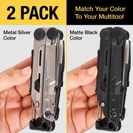 [2-Pack] Stainless Steel Pocket Clip - Perfect Fit For Leatherman Signal Multi-Tool - 1 Black + 1 Silver/Metal - Add Or Replace Broken Belt Clip in Seconds - Screwdriver Included For Easy Installation
