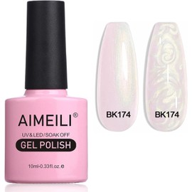 AIMEILI Hema Free Pearl Gel Nail Polish, Shimmer Mermaid Nail Gel Soak Off U V Cruelty Free Vegan Gel Polish - (174) 10ml