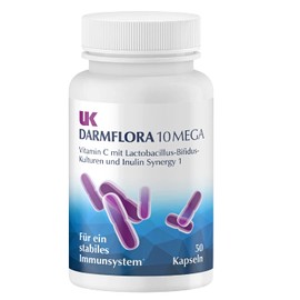 UK Darmflora 10 Mega Kapseln vegan - Hochdosierte Laktobazillus-Bifidus-Kulturen + Inulin Synergy 1 & Vitamin C