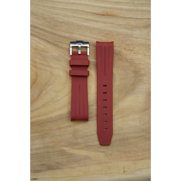 N/a Burgundy Accent Rubber Watch Strap Band For Omega x