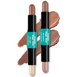 Barra de contorno, 2 piezas de lápiz de maquillaje iluminador de doble punta y barra de contorno para dar forma al rostro, barras de maquillaje de bro