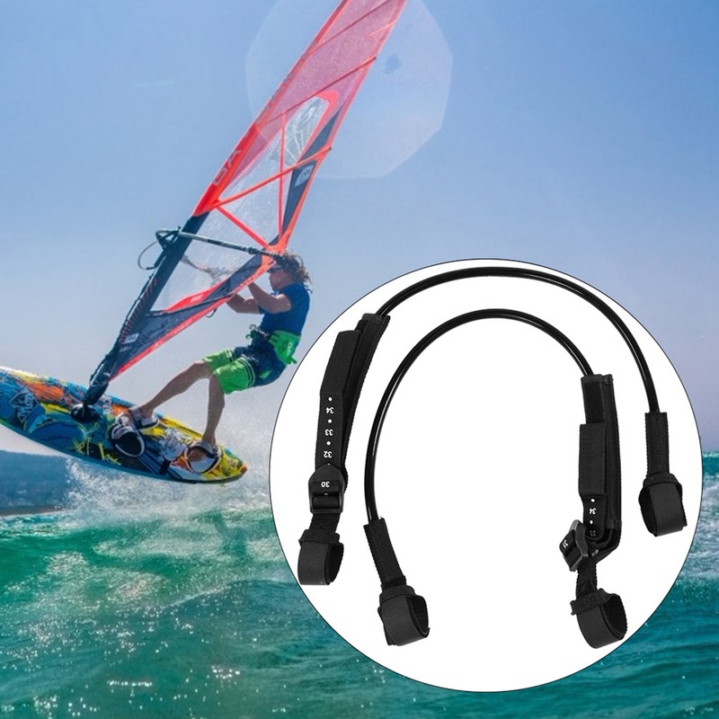 2PCS 28-34inch Black Adjustable Safety Windsurf Harness Leash Surfboard Surfing
