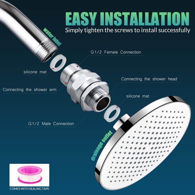 Shower Head Swivel Ball Adapter - Solid Brass Adjustable Shower