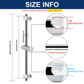 NearMoon Shower Slide Bar with Height/Angle Adjustable Handheld Shower Holder, Bathroom SUS 304 Stainless Steel Shower Head Holder for Bath (Screw Mounted, Chrome Finish)